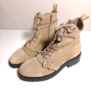 All Saints Donita Suede Leather Combat Boot Tan Brown Size 39 US 8.5 - 9
